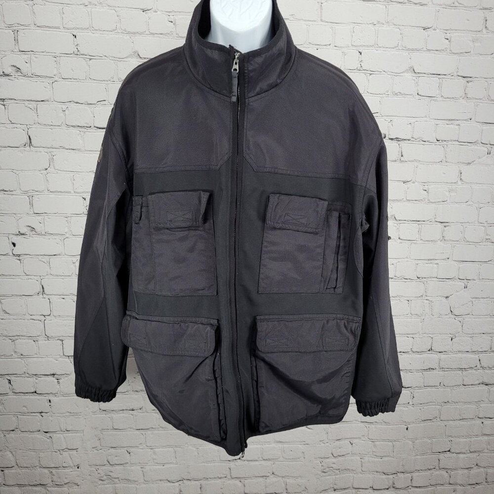 Duluth Trading Black Tradesmen Cargo Utility Fleece Lined Workwear Zip Jacket XL